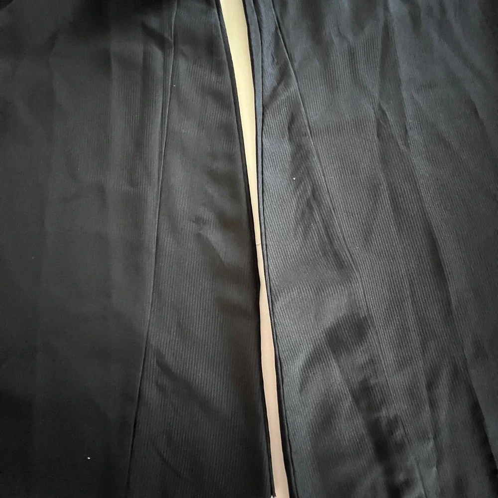 Sean John Suit Coat Pants 2 pc 48L 42W Black Stretch Raw Hem Legs Altered Wide